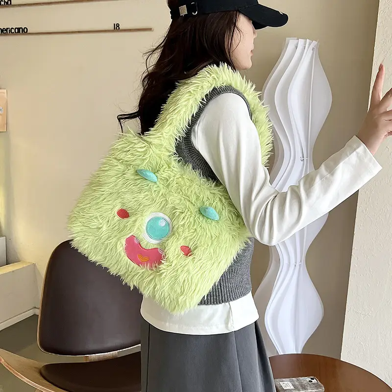 Cute Monster Plush Heart Bag for Girls Large Capacity - Image 7