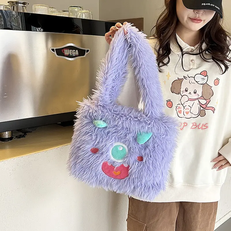 Cute Monster Plush Heart Bag for Girls Large Capacity - Image 8