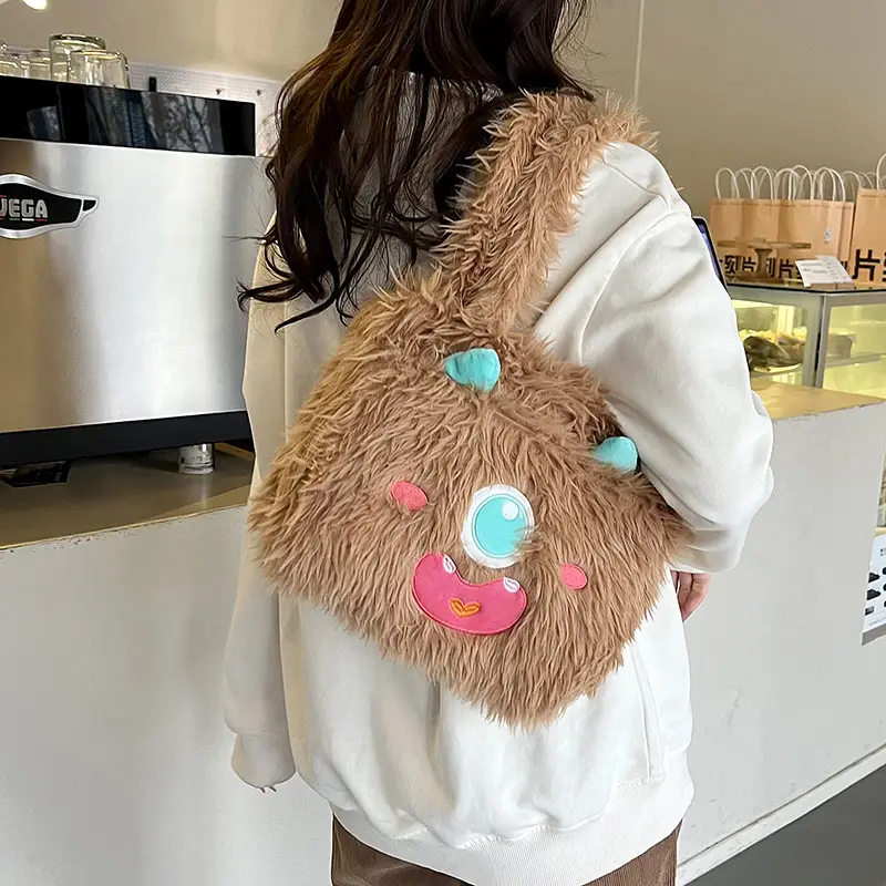 Cute Monster Plush Heart Bag for Girls Large Capacity - Image 9