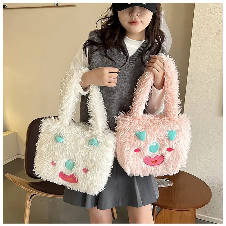 Cute Monster Plush Heart Bag for Girls Large Capacity — feature 14