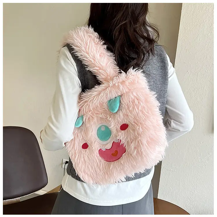 Cute Monster Plush Heart Bag for Girls Large Capacity — feature 18