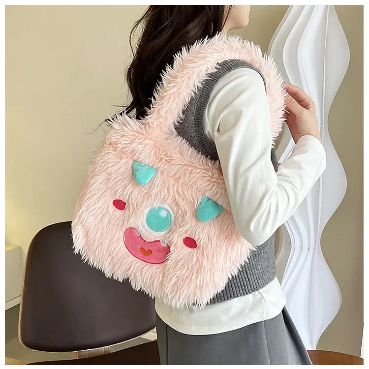 Cute Monster Plush Heart Bag for Girls Large Capacity — feature 20