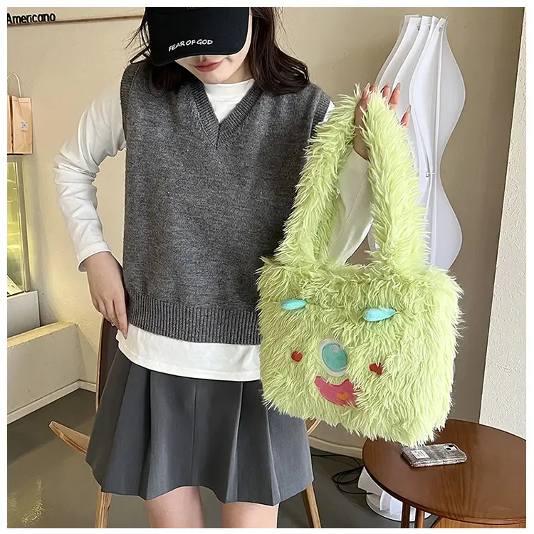 Cute Monster Plush Heart Bag for Girls Large Capacity — feature 23