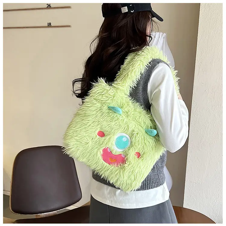 Cute Monster Plush Heart Bag for Girls Large Capacity — feature 24