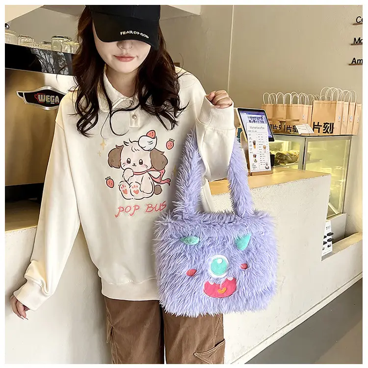 Cute Monster Plush Heart Bag for Girls Large Capacity — feature 27