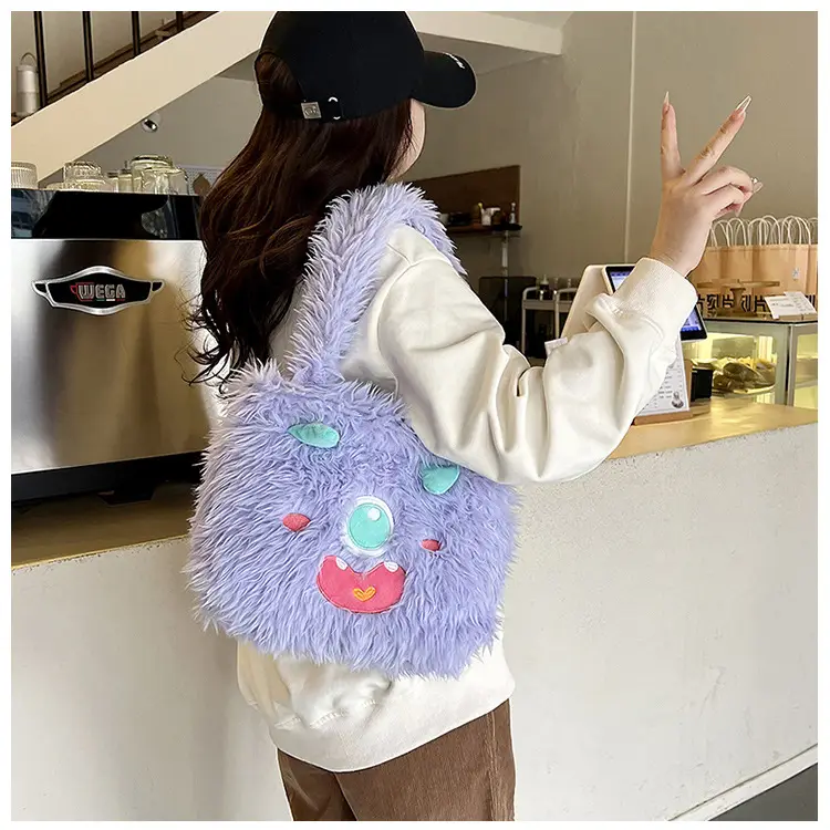 Cute Monster Plush Heart Bag for Girls Large Capacity — feature 30