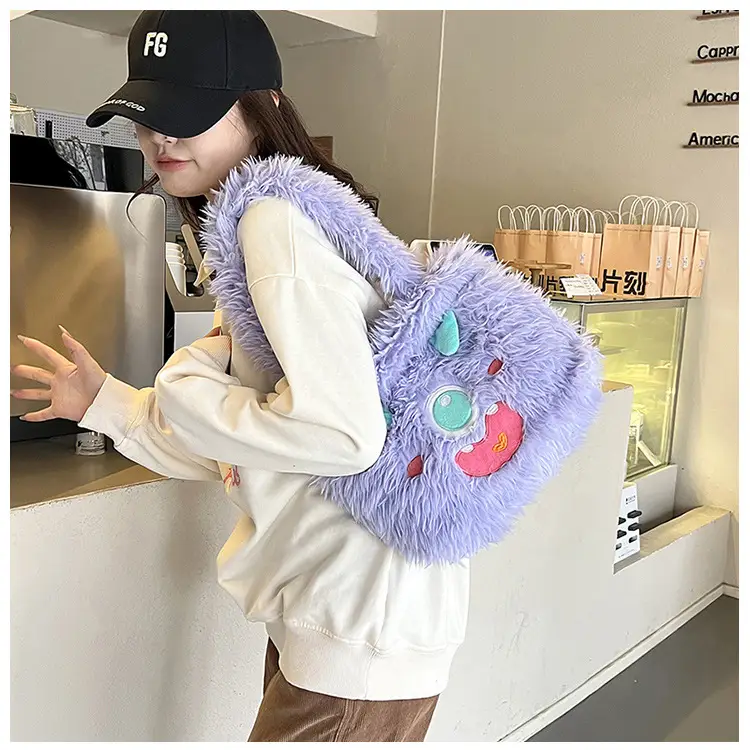 Cute Monster Plush Heart Bag for Girls Large Capacity — feature 32