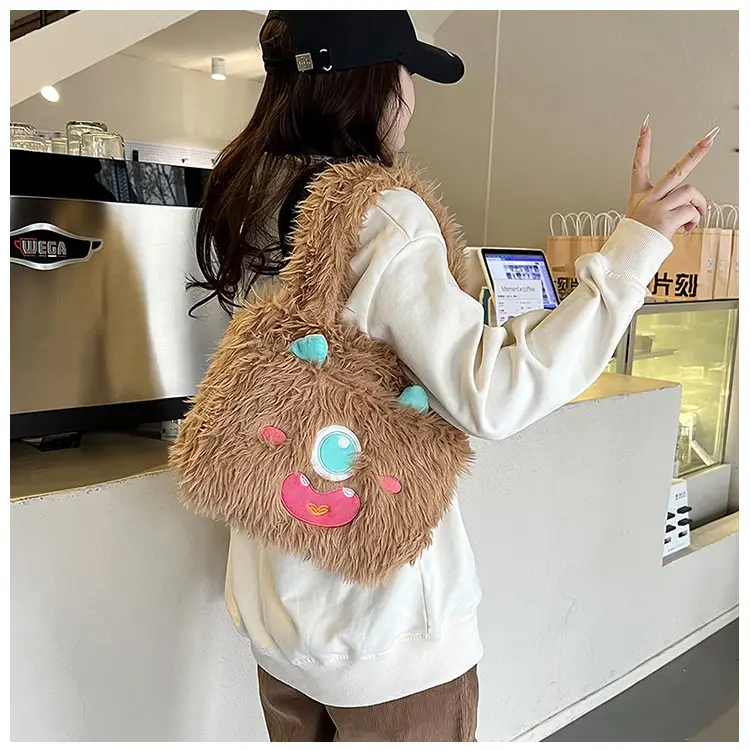 Cute Monster Plush Heart Bag for Girls Large Capacity — feature 37