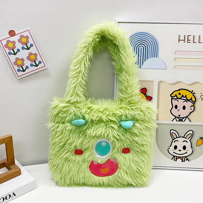 Cute Monster Plush Heart Bag for Girls Large Capacity - Image 2