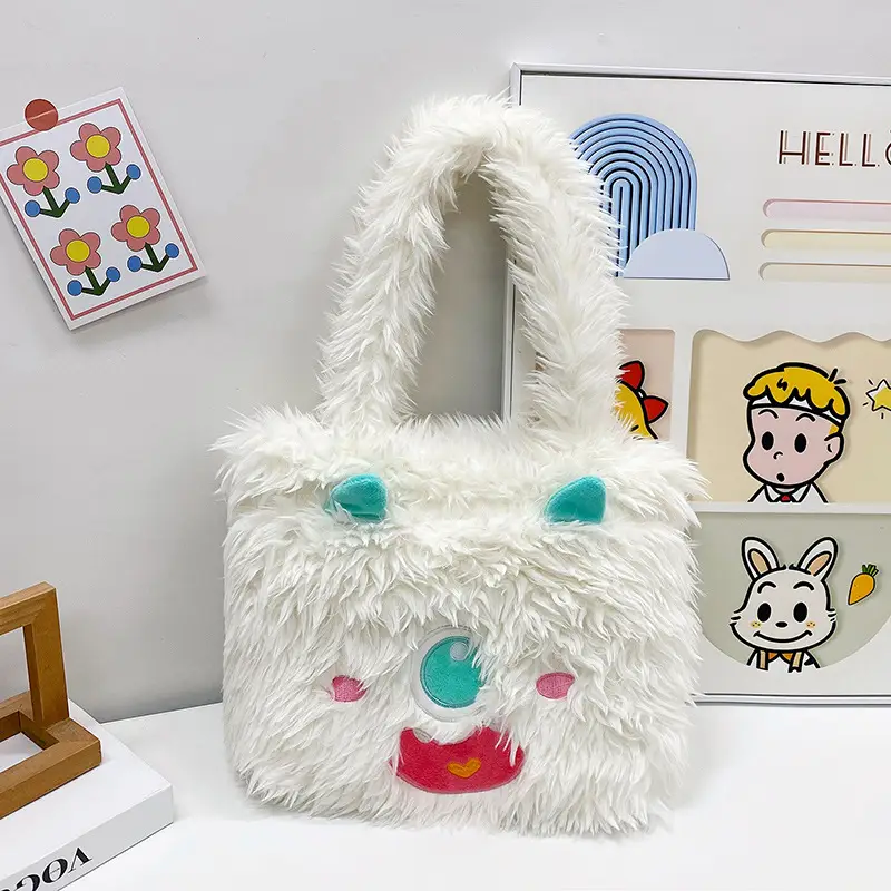 Cute Monster Plush Heart Bag for Girls Large Capacity - Image 4