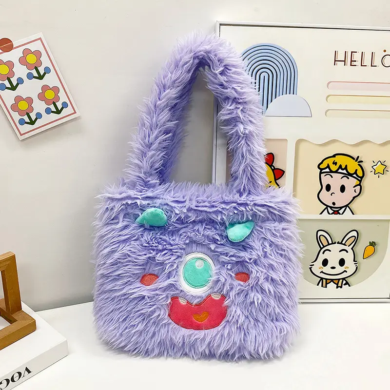 Cute Monster Plush Heart Bag for Girls Large Capacity - Image 5