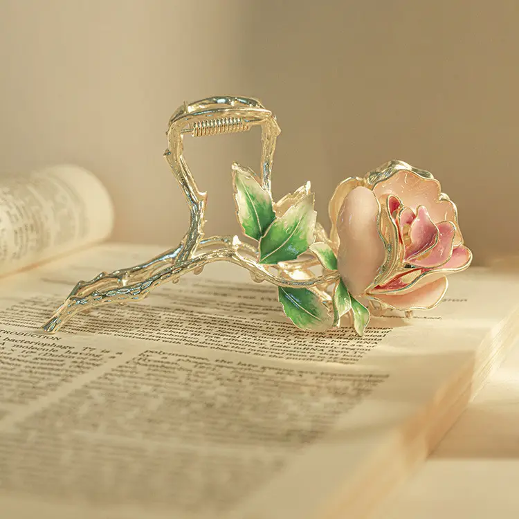 Korean Style Large Rose Metal Hairpin Clip - Image 4