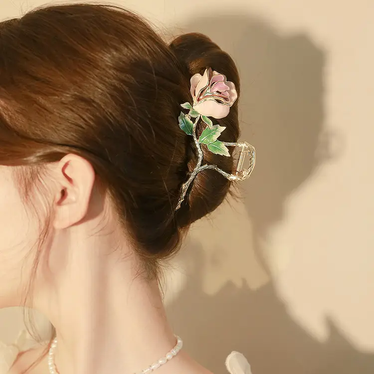 Korean Style Large Rose Metal Hairpin Clip - Image 5
