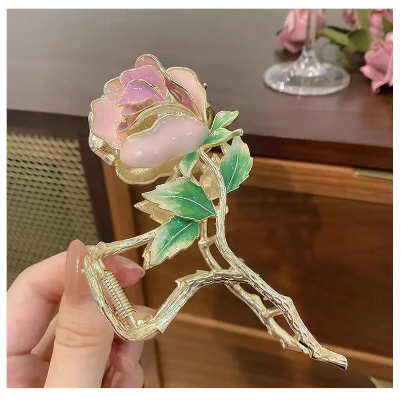 Korean Style Large Rose Metal Hairpin Clip — feature 2