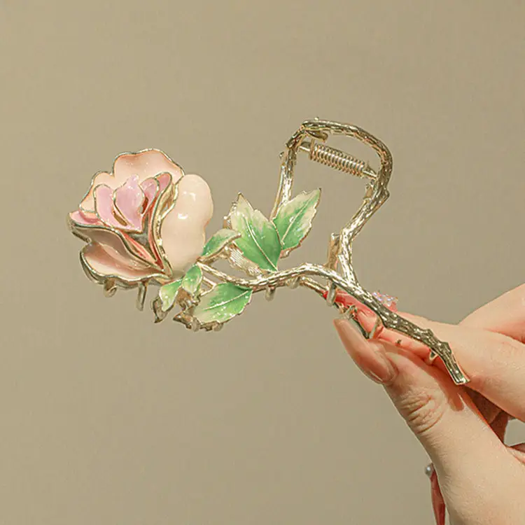 Korean Style Large Rose Metal Hairpin Clip — feature 4