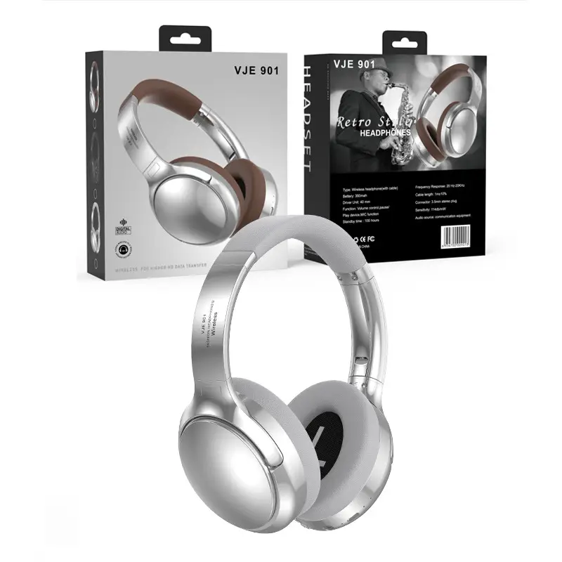 Vje901 Retro Metal Over-Ear Bluetooth Headset - Image 2