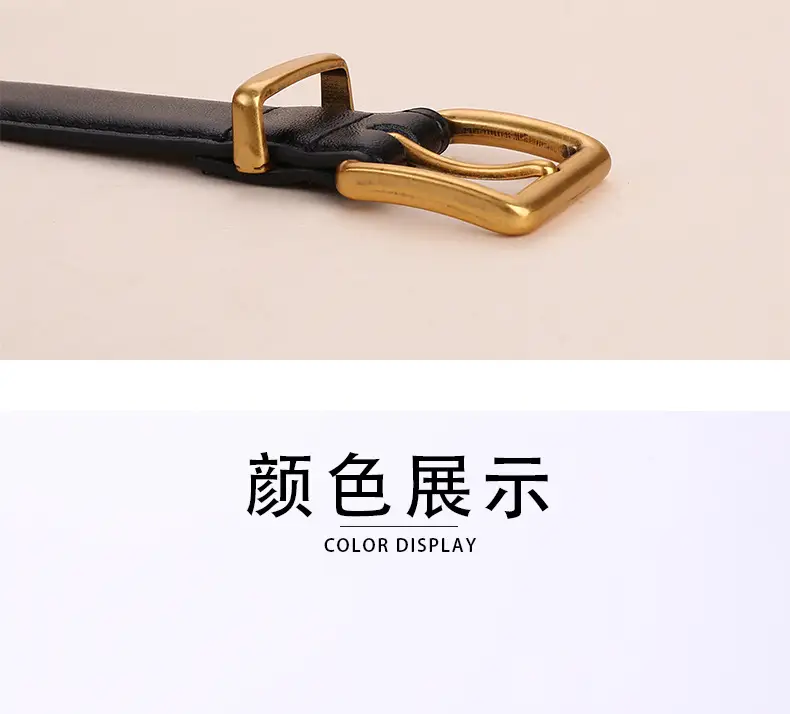 Women's Genuine Leather Belt Black Brown Gold Buckle 25cm — feature 22