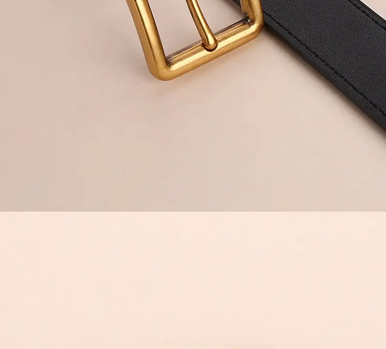 Women's Genuine Leather Belt Black Brown Gold Buckle 25cm — feature 27