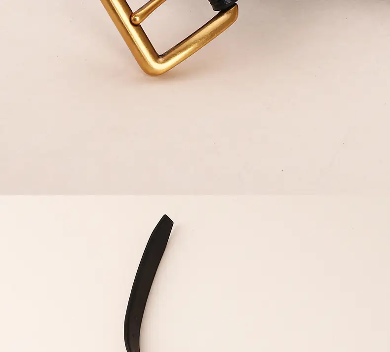 Women's Genuine Leather Belt Black Brown Gold Buckle 25cm — feature 30