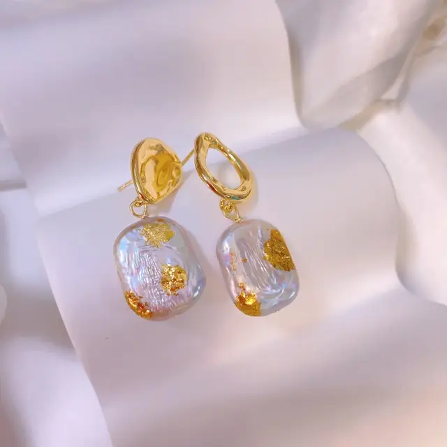 Asymmetric Pearl Earrings for Women Gold Plated - Image 3
