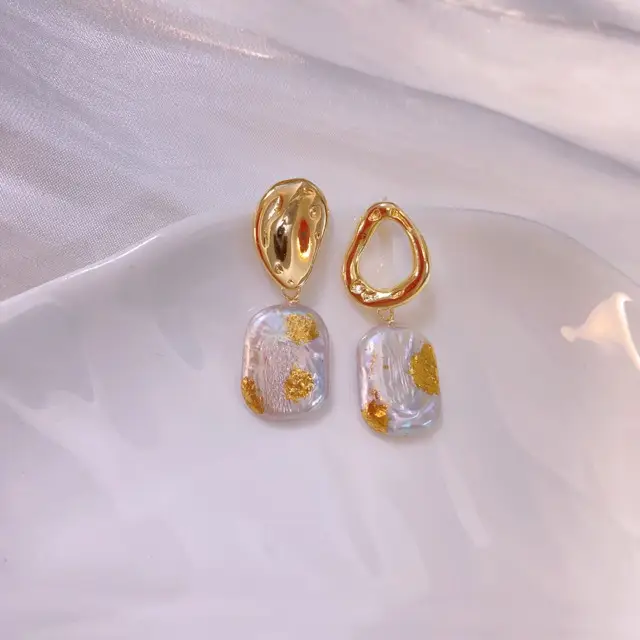 Asymmetric Pearl Earrings for Women Gold Plated - Image 5
