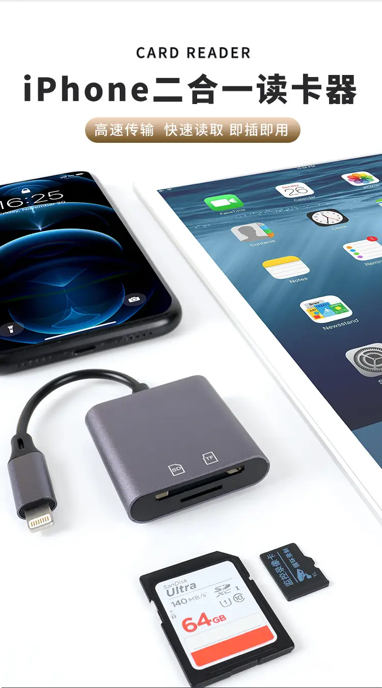 Apple iPhone Camera Tf Memory Card Reader with USB-C — feature 3
