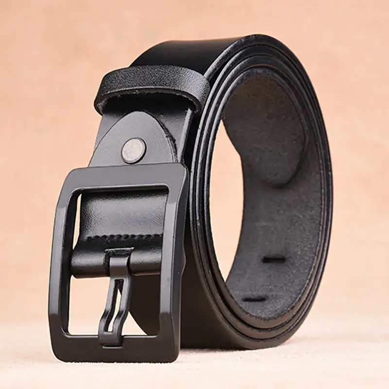 Men's Free Punch Belt Pure Leather Brown Pin Buckle - Image 7
