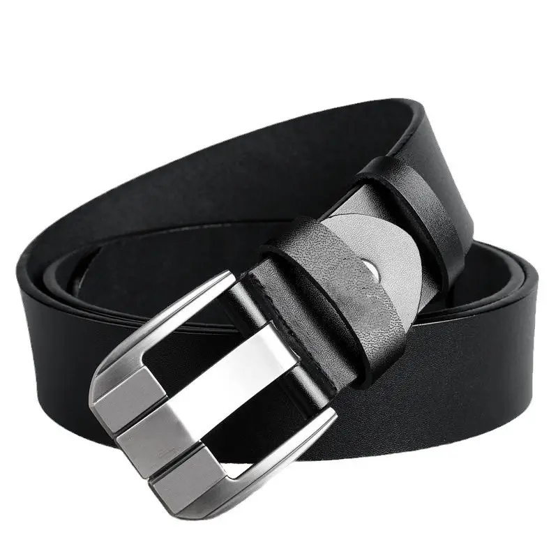 Men's Free Punch Belt Pure Leather Brown Pin Buckle - Image 2