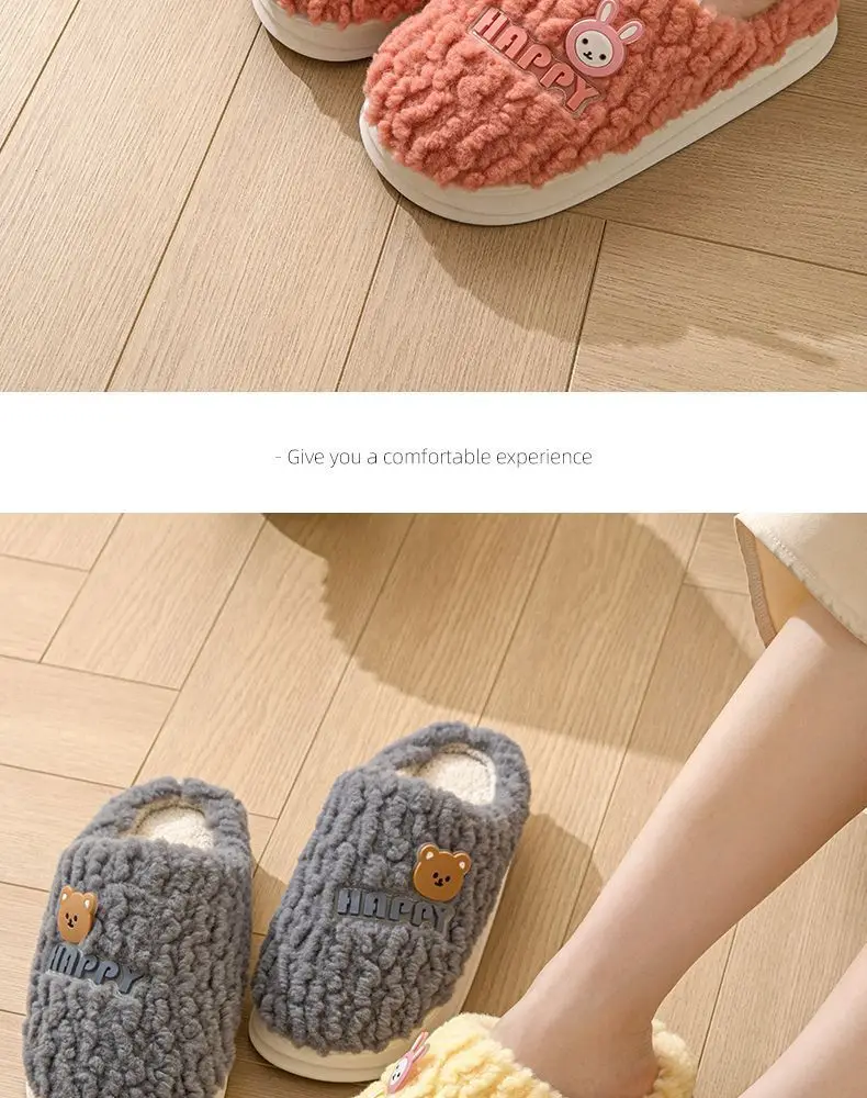 2026 Cotton Slippers with a Stepping-On-Feces Sensation, Unisex Winter Indoor Warm Thick-Soled Maternity Couple's Plush Slippers for Home Use in Winter — feature 16