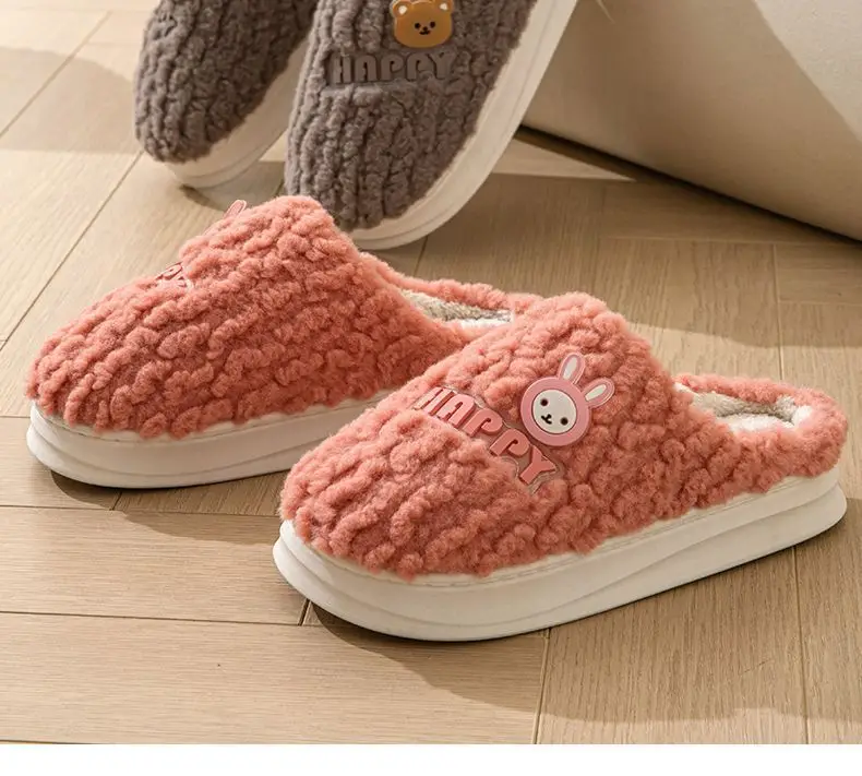 2026 Cotton Slippers with a Stepping-On-Feces Sensation, Unisex Winter Indoor Warm Thick-Soled Maternity Couple's Plush Slippers for Home Use in Winter — feature 19