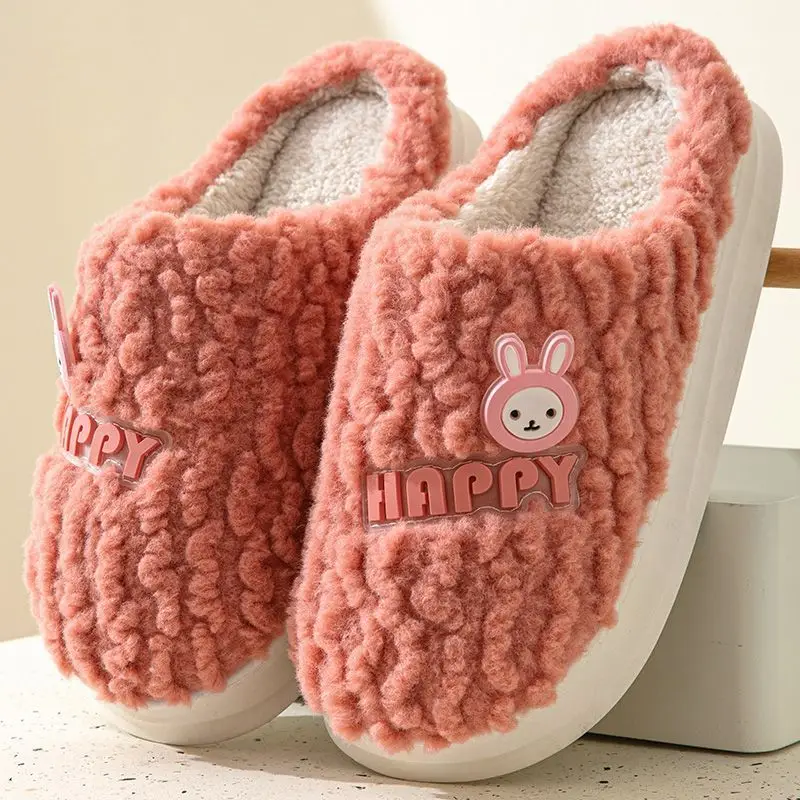 2026 Cotton Slippers with a Stepping-On-Feces Sensation, Unisex Winter Indoor Warm Thick-Soled Maternity Couple's Plush Slippers for Home Use in Winter
