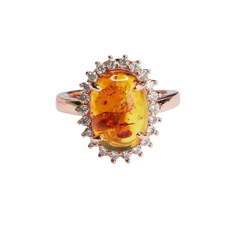 Guan Yu Natural Amber Ring Sunflower Design - Image 6