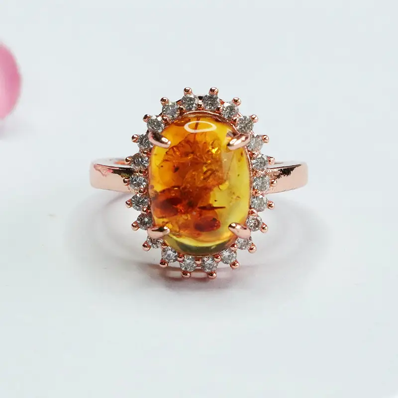 Guan Yu Natural Amber Ring Sunflower Design — feature 4