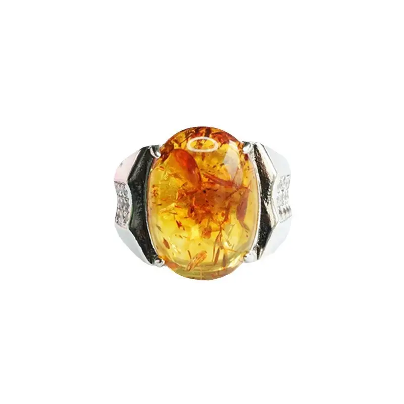 Guan Yu Natural Amber Ring Ethnic Style Jewelry - Image 6
