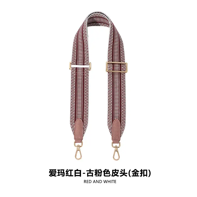 Adjustable F-81 5CM Emma Red White/Ancient Pink Leather Headplate Buckle Gold