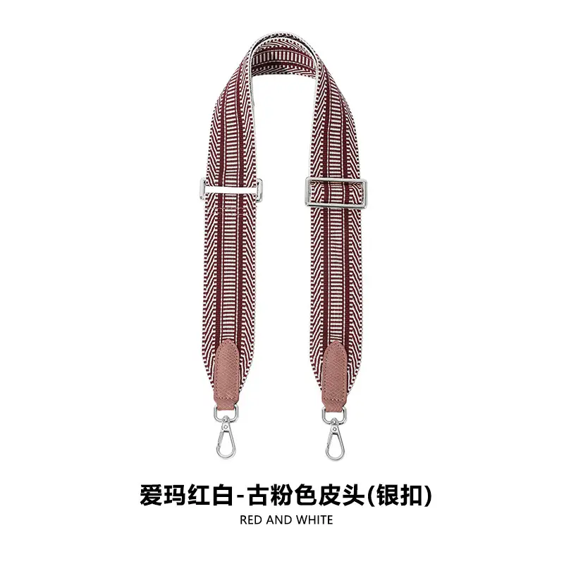 Adjustable F-81 5CM Emma Red White/Ancient Pink Leather Head Plate Buckle Silver