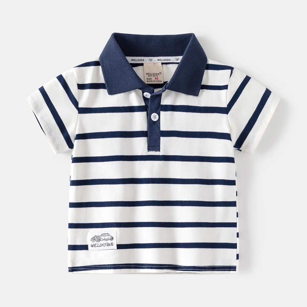 Children Striped Polo Shirt Navy White 2026 - Image 4