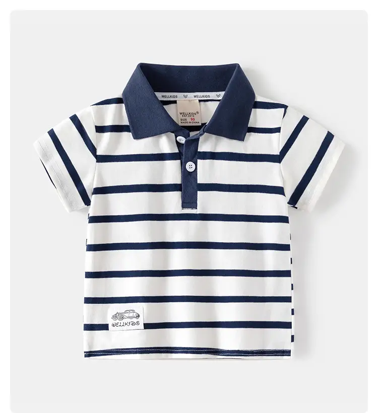 Children Striped Polo Shirt Navy White 2026 — feature 1