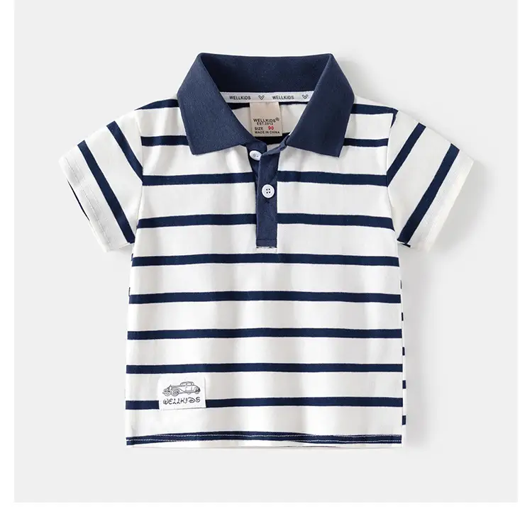 Children Striped Polo Shirt Navy White 2026 — feature 9