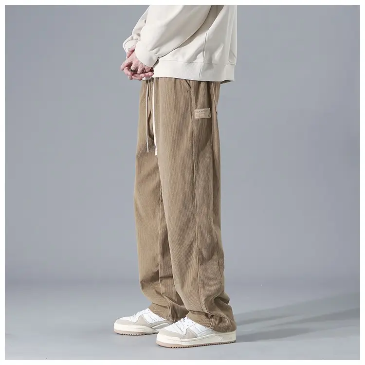 Men's Corduroy Pants Spring Autumn Loose Casual Striped Wide Leg — feature 13