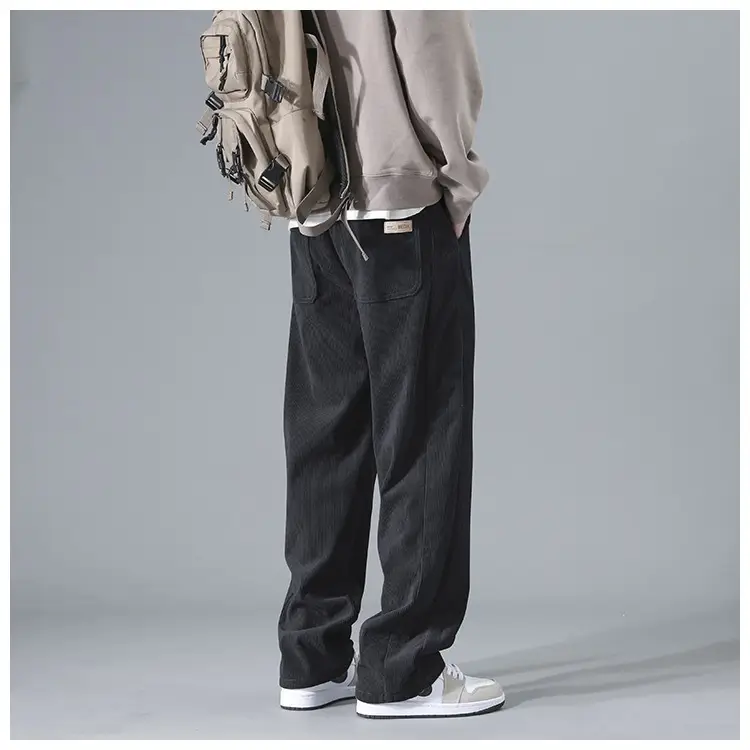 Men's Corduroy Pants Spring Autumn Loose Casual Striped Wide Leg — feature 15