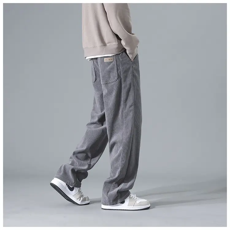 Men's Corduroy Pants Spring Autumn Loose Casual Striped Wide Leg — feature 9