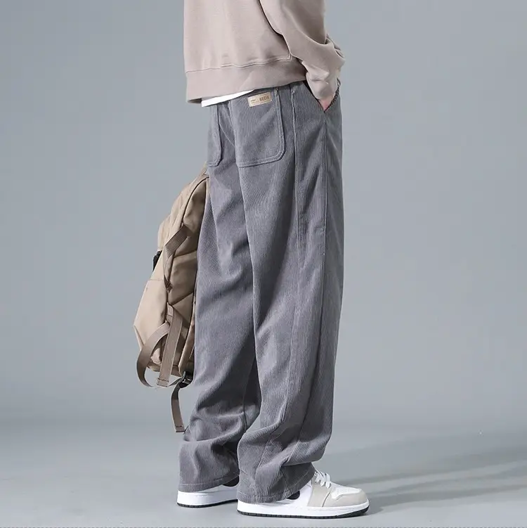 Men's Corduroy Pants Spring Autumn Loose Casual Striped Wide Leg - Image 2