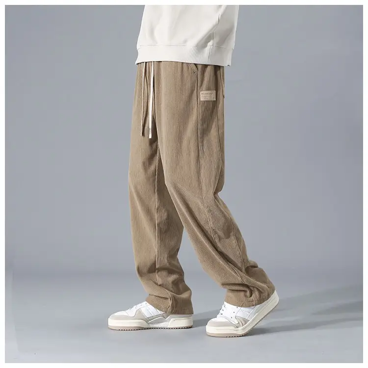 Men's Corduroy Pants Spring Autumn Loose Casual Striped Wide Leg - Image 3