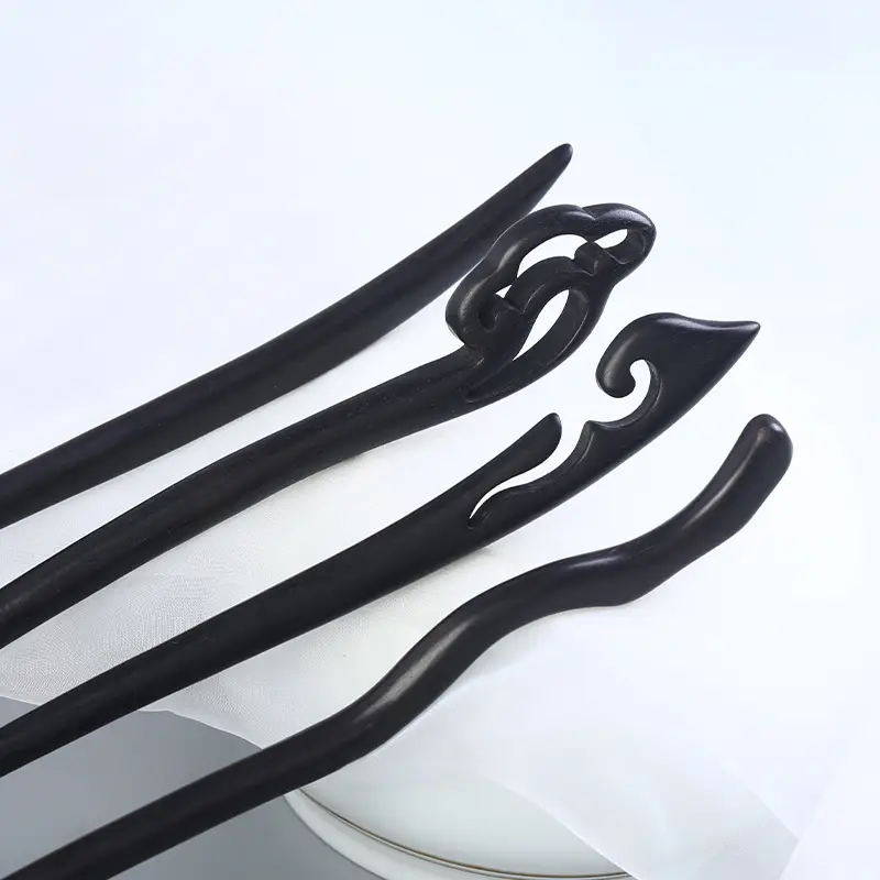 Elongated Hairpin Ancient Style Ebony Chopsticks - Image 31