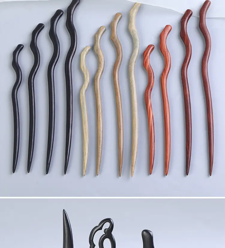 Elongated Hairpin Ancient Style Ebony Chopsticks — feature 3