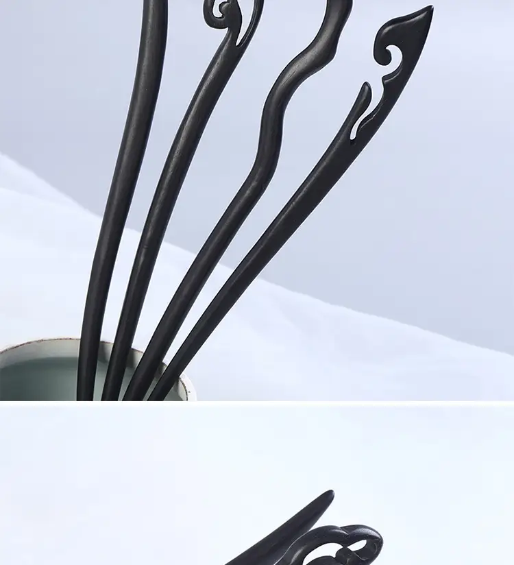Elongated Hairpin Ancient Style Ebony Chopsticks — feature 4