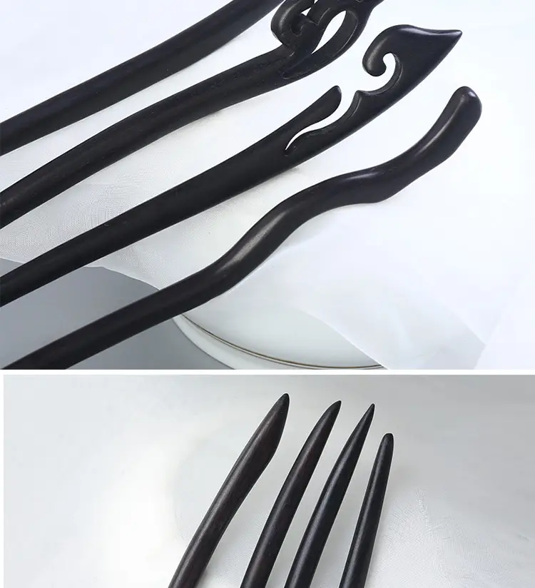 Elongated Hairpin Ancient Style Ebony Chopsticks — feature 5