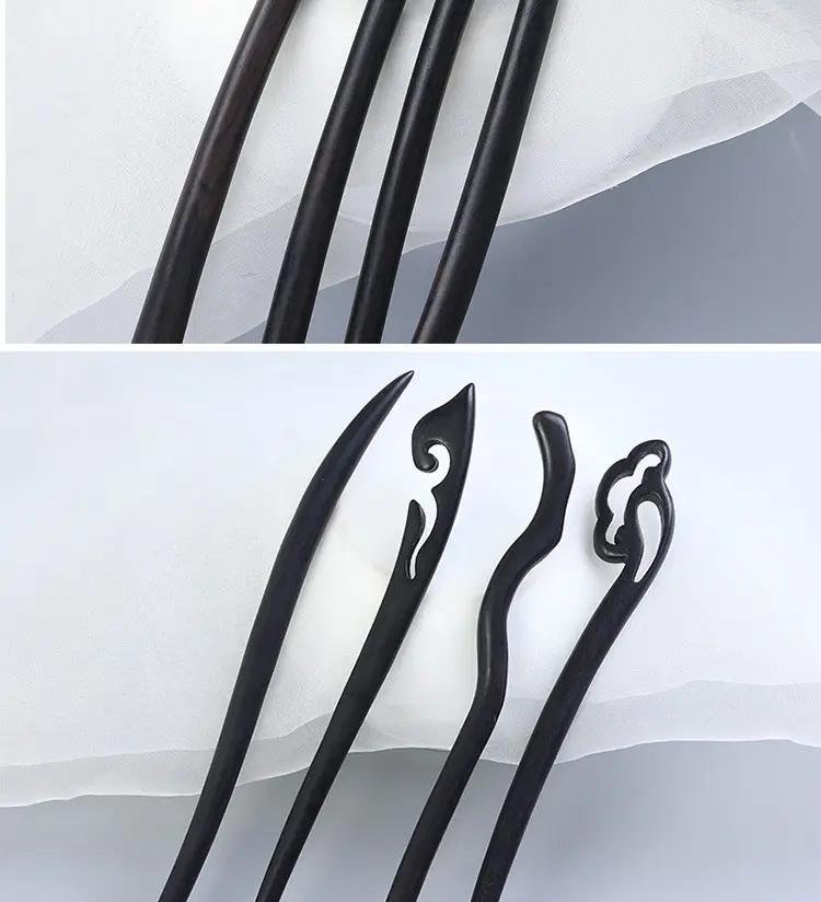 Elongated Hairpin Ancient Style Ebony Chopsticks — feature 6