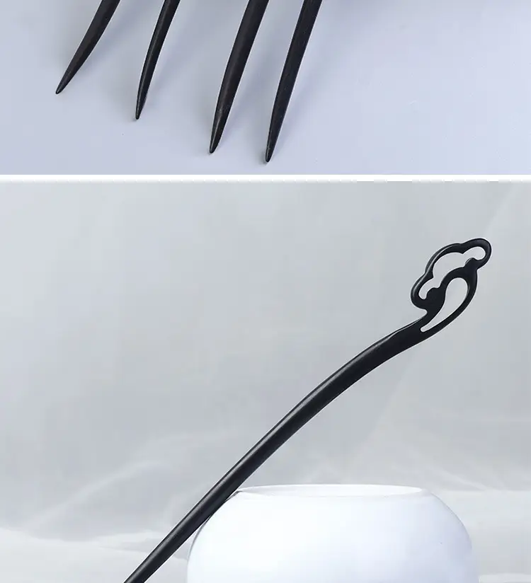 Elongated Hairpin Ancient Style Ebony Chopsticks — feature 7
